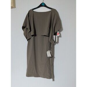 Calvin Klein Midi Dress Size  4 Gray, Career Office Layered Short Sleeve Top New